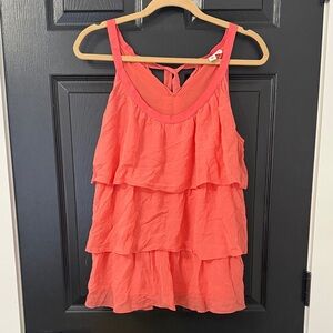Y2K Coral Sleeveless Ruffle Top